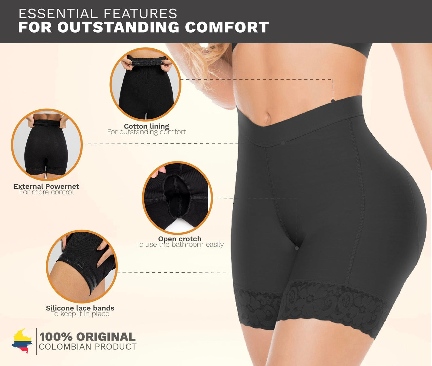 HIGH WAIST COMPRESSION SLIMMER BUTT LIFTER SHAPEWEAR SHORTS | POWERNET