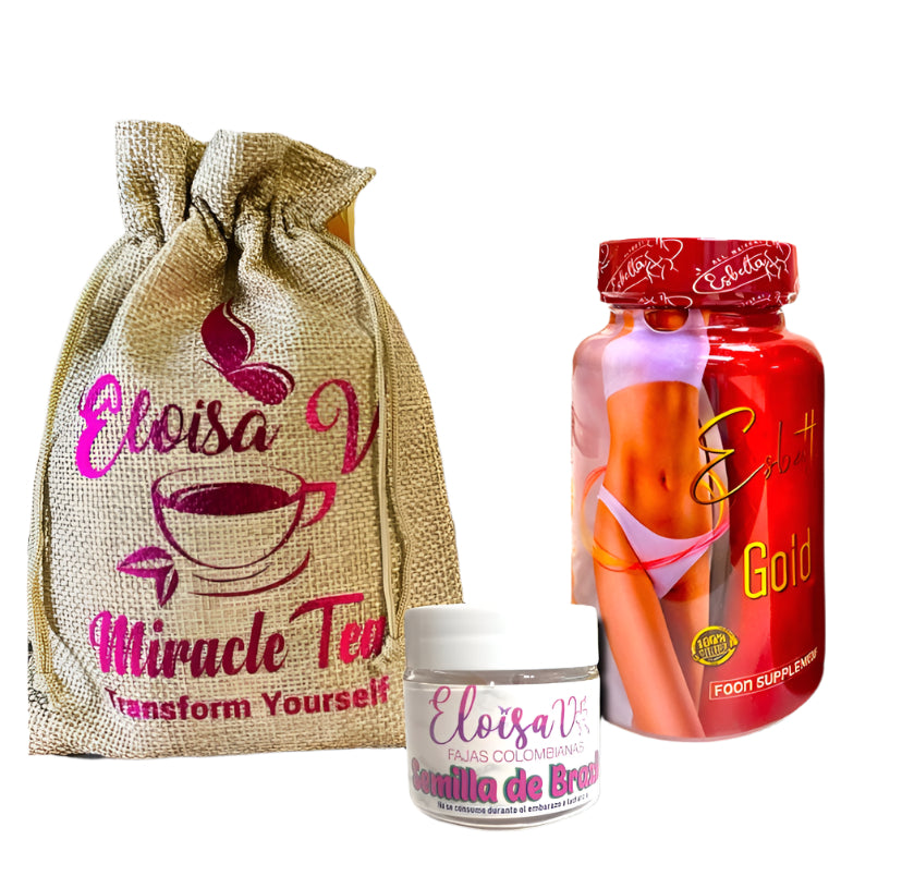 Esbelta gold max + semilla brazil + miracle tea combo